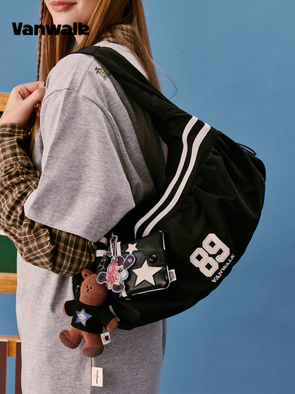 VANWALK运动系列 美式复古休闲大容量云朵包女通勤手提单肩饺子包