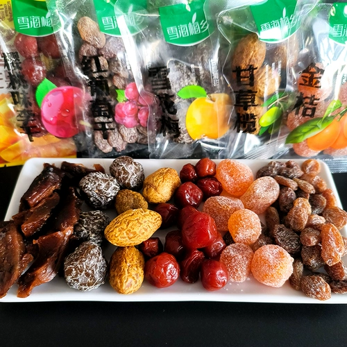 雪海梅乡 250г цукатов, кумкватов, лакрицы, оливок, манго, брусники, соли, персикового мяса и виноградных закусок