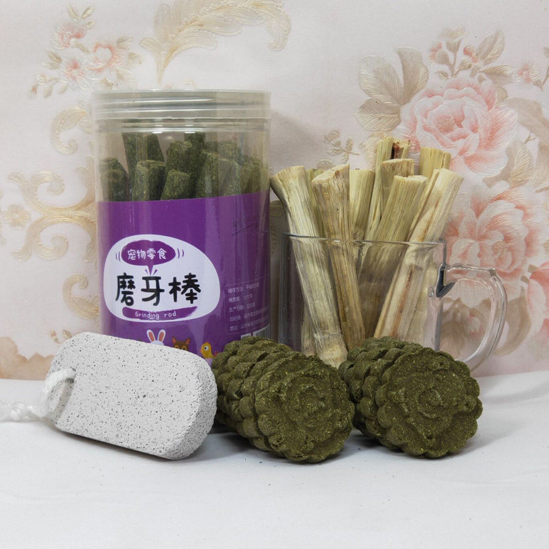 Pet rabbit grindstone package Dutch pig grinding tooth stick grinding tooth sweet bamboo straw cake guinea tooth Tooth Supplies Dragon Cat Grass Stick