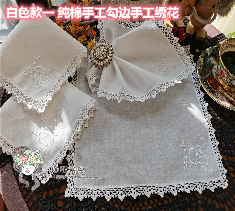 Foreign trade Export Manual Lace Hand Embroidered Dining Mat napkin Napkin Garnish 29 Decorative Towels 29 * 29 cm