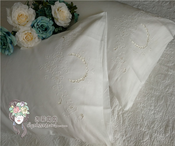 June Ex-gratia Foreign Trade Export Europe White Color Handmade Embroidered Large Pillowcase 76 * more than 50cm
