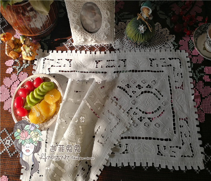 Foreign trade Export UK * white cotton hemp Great Wall side full of work machine embroidered clasp flower dining cushion vase cushion cover towels