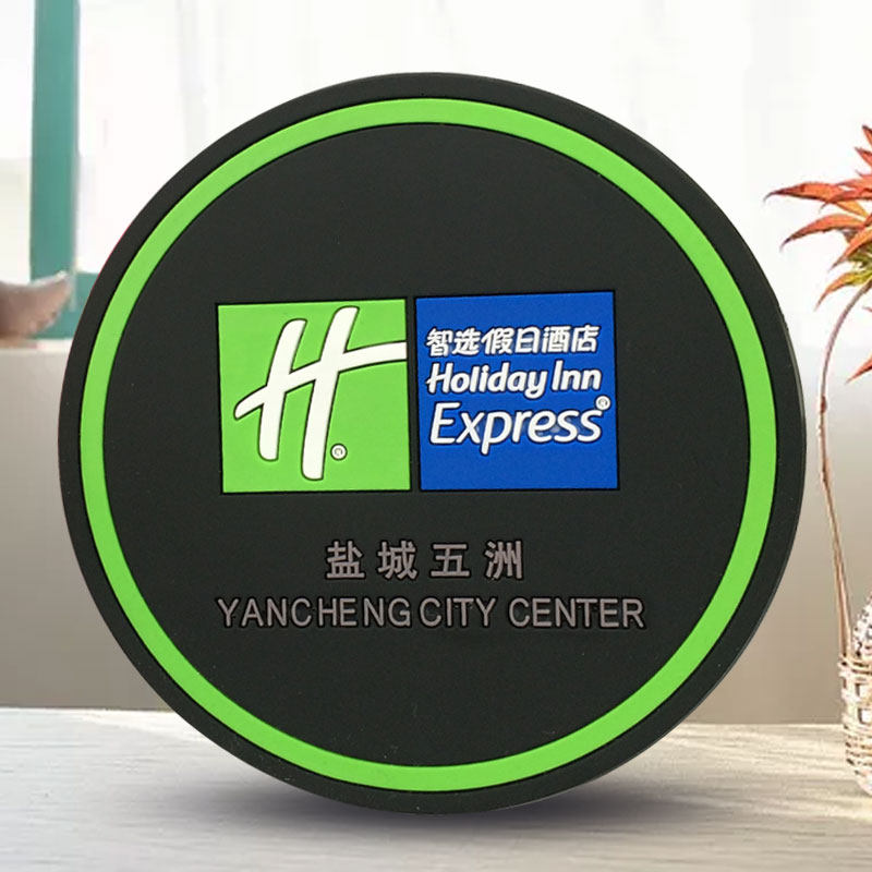 Heat Insulation Silicone Mat Customised Hotel Bar Counter KTV Table Mat Print LOGO Two Dimensional PVC Rubber round Cup mat set to do