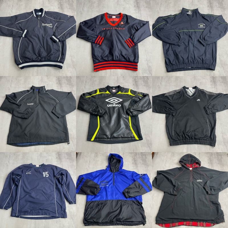 Vintage 90S V-Neck Sweatshirt Retro Japanese, American, European Style Sports Windbreaker Pullover Jacket