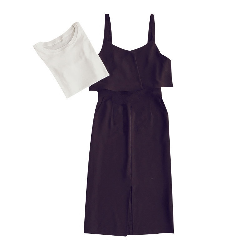 套装夏女2017新款女装潮韩版时尚气质小香风显瘦吊带阔腿裤两件套