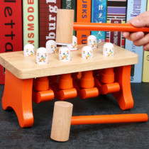 Wooden childrens toys Play Gopher knock knock music knock knock Wooden double hammer kitten play Gopher toy