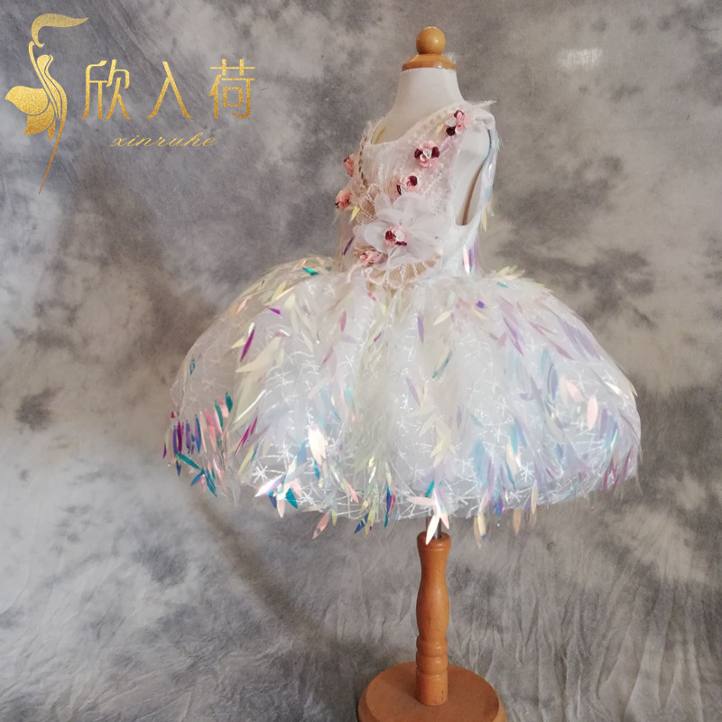 Xin chào các thiết kế ban đầu ngắn hoa cổ tích sequin đầm catwalk tổ chức trang phục cô gái ăn mặc dạ hội tỏa sáng bộ vest hàn quốc cho bé