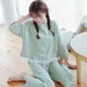 Bộ đồ ngủ nữ cotton dài tay phù hợp với bộ đồ đậu đỏ mùa hè cotton nhà mùa xuân và mùa thu Hàn Quốc phiên bản lớn của dịch vụ nhà nữ thời trang nữ