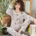 Modal pyjama nữ dài tay mỏng phần mùa xuân hè và mùa thu cotton mùa thu mùa thu băng lụa phục vụ nhà có thể được mặc đồ bộ ống suông Bên ngoài ăn mặc