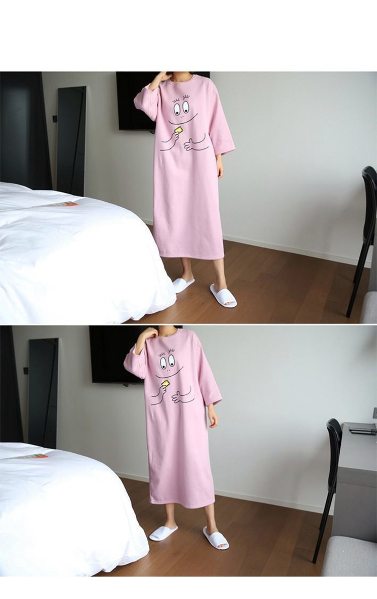 Mùa xuân và mùa hè cotton nữ sinh đồ ngủ kích thước lớn mùa thu dài tay công chúa váy ngủ cotton phụ nữ mang thai dính liền với cô gái dịch vụ nhà đầm dài qua gối cho tuổi trung niên