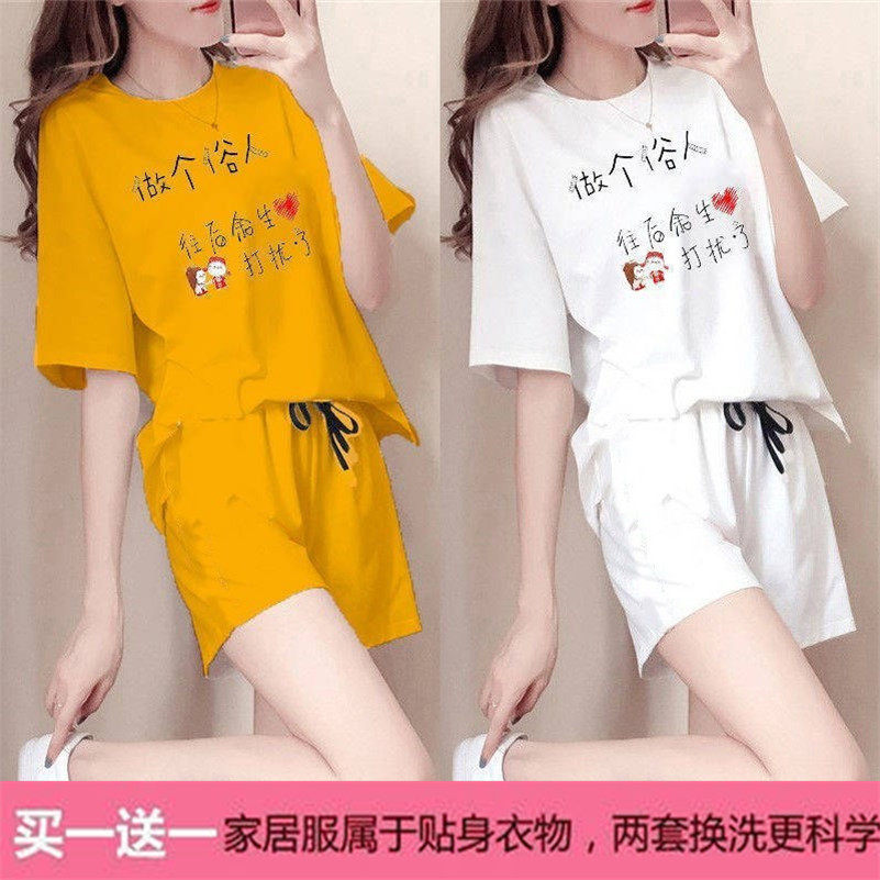 Шорты, спортивный костюм для отдыха, комплект, короткая летняя одежда, короткий рукав, для бега, сезон 2021 для девушки 