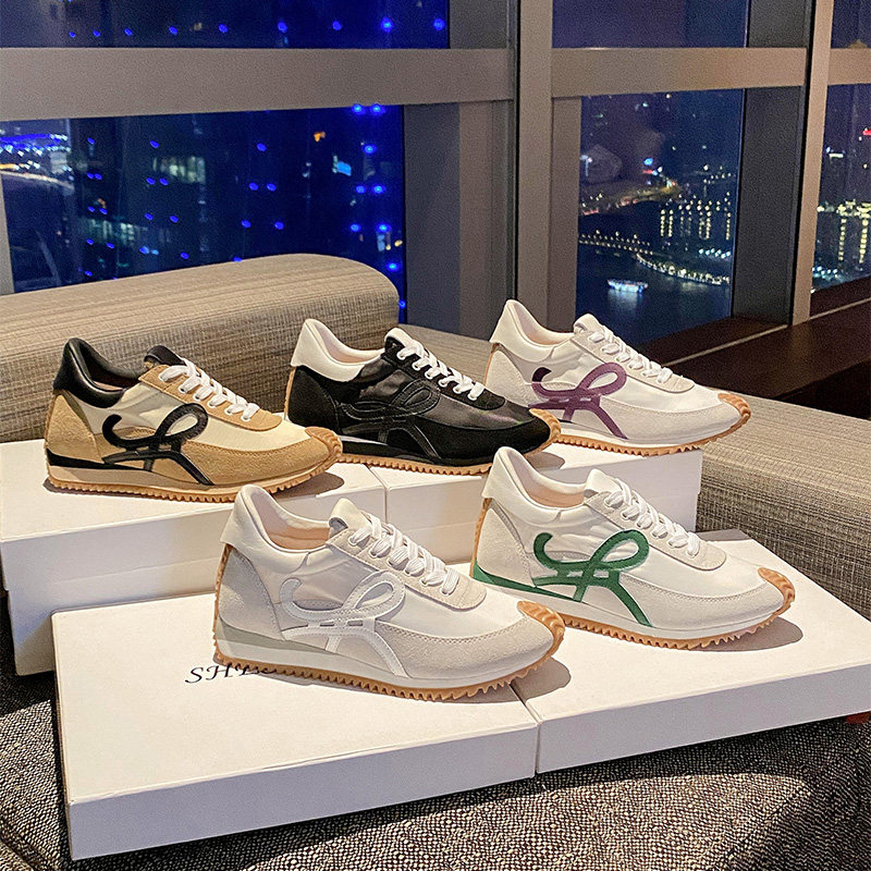 Retro Forrest Gump women's leather 2021 spring and summer breathable mesh color matching moral training shoes thick bottom sports increased small white shoes