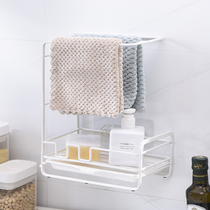 Kitchen rag rack non-perforated vertical countertop sponge drain wall-mounted sink dishcloth storage artifact