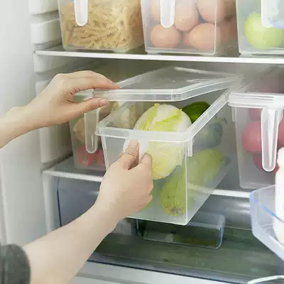 Refrigerator storage box household thickened plastic crisper kitchen storage box frozen food refrigerated sealed box from