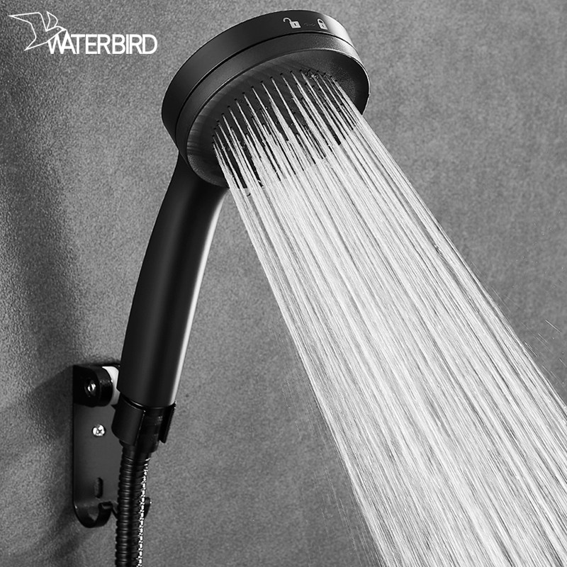 Black powerful pressurized showerhead high pressure hand spray home shower head bath shower head hose base set