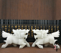 Natural white jade unicorn ornaments a pair of jade unicorn furniture entrance hall office furnishings large size