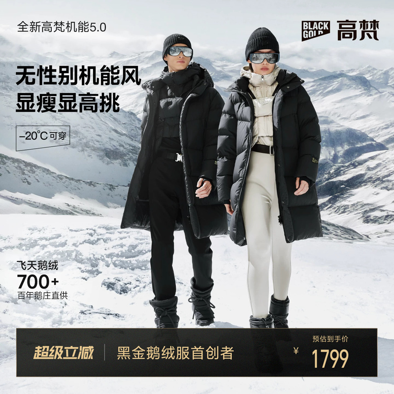 【Gaofan Black Gold down Jacket】Functional 5.0 Black down Jacket for Women, Winter Puff Mid-Length Coat