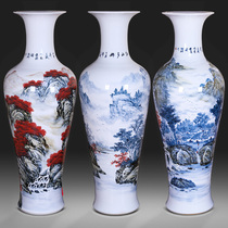 Jingdezhen Ceramic Hand Painted Landing Large Vase Villa living room swing piece company high-end gift porcelain large scale landscape