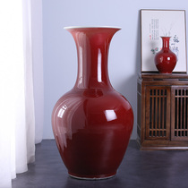Jingdezhen Ceramics Groom Red Vase Flower Arrangement Adornment TV Cabinet New Chinese Style Home Living Room Pendulum
