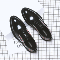 Summer leather shoes Mens Inn Korean version Pointed Lacquered Leather Black Tide Shoes Business Positive Dress Casual Bright Face Embroidered Shoes