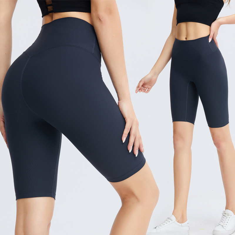 Stretch sexy naked without awkward line yoga shorts female tight waist hips sports running fitness five-pants