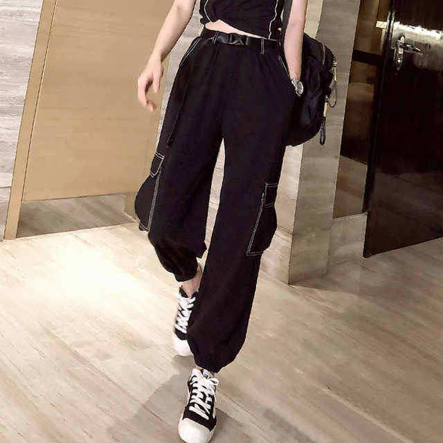 Fashionable suit for women, summer thin overalls, ankle-length 9-point pants, harem pants, loose slimming quick-drying pants, trendy suit