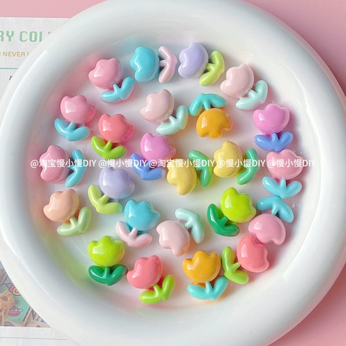 Пухлый глянцевый карамельный цвет тюльпана, цветы «сделай сам», кремовый клей, чехол для мобильного телефона, заколка для волос, декоративные аксессуары из смолы