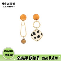 (Qingkura Welfare) 100 lapped BAO WEN net red Korean temperament silver needle winter style ear decoration asymmetric painless ear clip