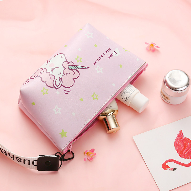 Korean cosmetic bag Large capacity storage bag Female portable small portable cartoon waterproof hand-held travel toiletry bag