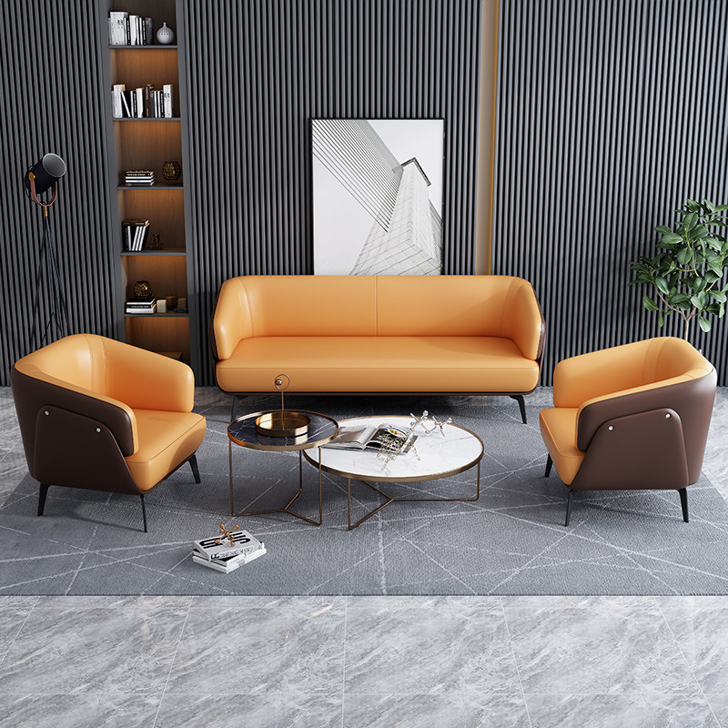 Modern minimalist imitation leather office sofa composition Living room Home Small family Type of rest area Reception customised single trio