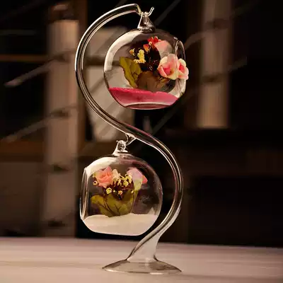 Creative European hanging transparent glass vase ornaments hydroponic flower meat Moss bottle micro landscape American simulation