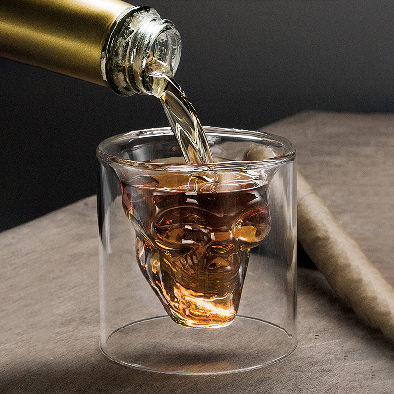 Double Glass Wine Glass Wine Whisky Creative Red Wine Cocktail Personality Skulls Skull Head Wine Bottle Futeplus Wine Glass