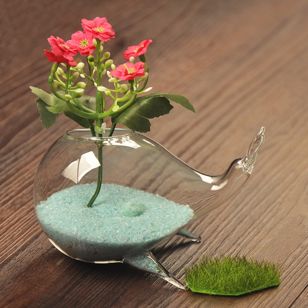Creative glass hydroponic flower device whale angel vase succulent moss flower pot simple transparent home flower device