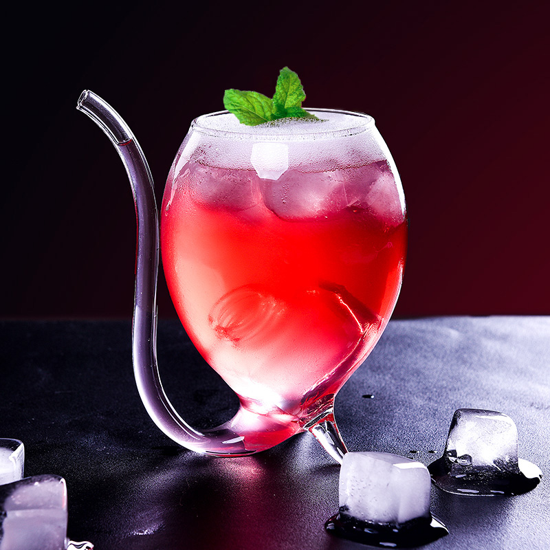 Creative vampire Cup wine glass Net red glass transparent suction tube Cup household water glass cocktail glass bar Cup
