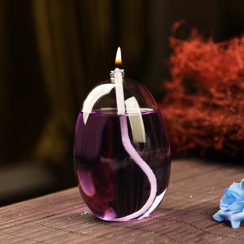 Creative smokeless glass oil lamp European-style candlestick home decoration wedding gift to send lamp oil special gift butter lamp