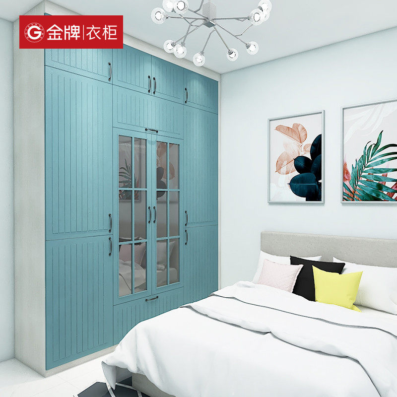 The gold medal?Car overall cloakroom wardrobe customised Nordic open door style wardrobe as a whole set for small family cloakroom