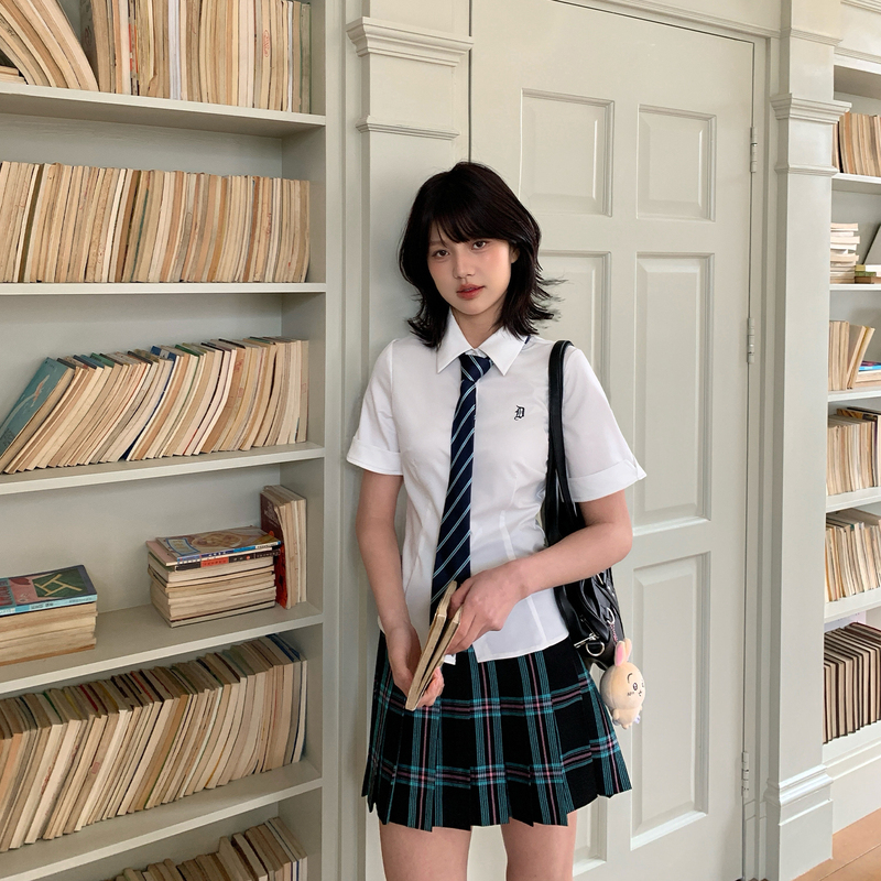 Tokyo Seasonal Diary Jk New Shirt Summer Basic White Short-Sleeved College Style Petite Uniform Top for Women