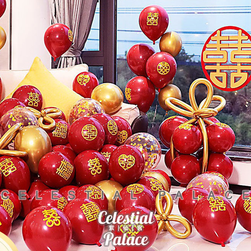 Wedding double-layer pomegranate red balloon gem red cherry red knot wedding New Year decoration scene layout