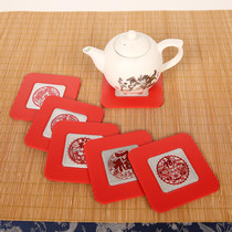 Chinese special craft cup cushion suit Chinese wind and smooth face coaster home-made accessories to send foreign gifts