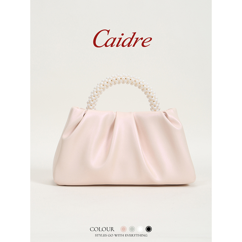 Caidre Niche Pleated Cloud Bag for Women 2026 New Pearl Handbag Single Shoulder Crossbody Bag Commuter Small Tote Bag