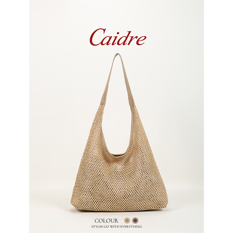 Caidre Summer Large-Capacity Straw Bag for Women 2026 New Style Seaside Vacation Woven Tote Bag Single Shoulder Mother-Daughter Bag