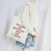 16 Anjia thick letter canvas bag student computer shoulder bag literary and leisure portable paper bag female eco bag