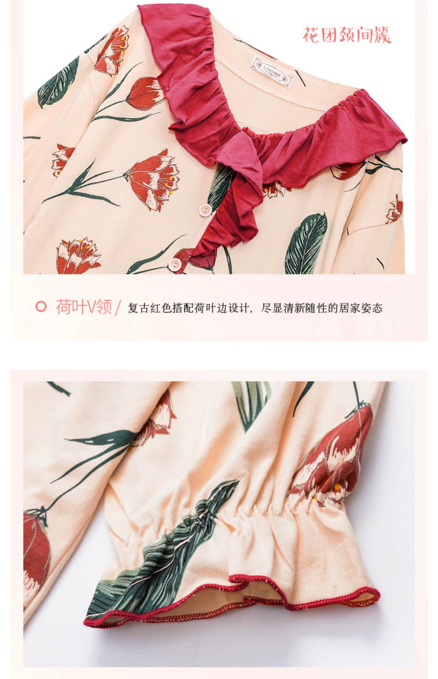 Đồ ngủ nữ mùa hè mỏng phần cotton ngắn tay in áo len sinh viên rộng rãi kích thước lớn phục vụ nhà mùa hè phù hợp với hai mảnh - Bộ Pajama đồ pijama