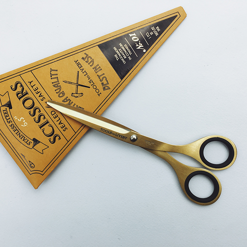 Taiwan Tools To Liveby creative retro office stationery golden cut paper knife round handle handmade small scissors