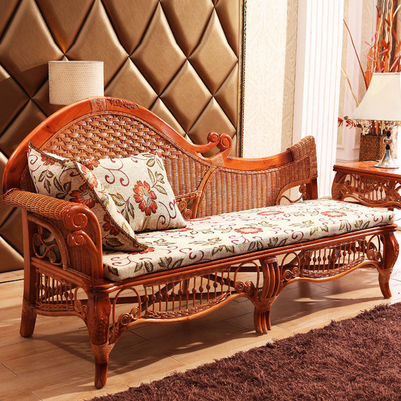 Rattan bed tail chair rattan art chaise longue lounge chair rattan sofa package logistics rattan chaise longue rattan chair - Taobao