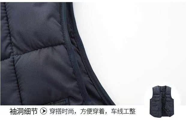 Mùa thu và mùa đông trung niên xuống áo vest cotton nam nhiều túi xuống áo vest cotton cho người cao tuổi áo khoác ba lỗ nam