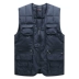Mùa thu và mùa đông trung niên xuống áo vest cotton nam nhiều túi xuống áo vest cotton cho người cao tuổi ao ba lo nam Áo vest cotton