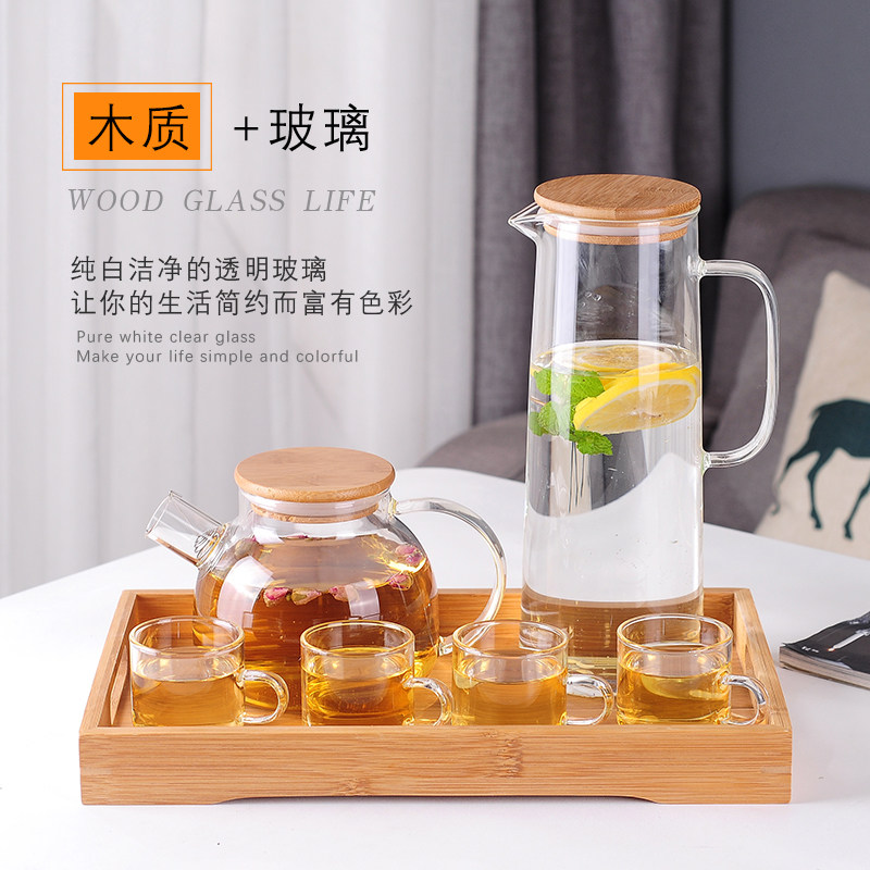 Heat Resistant High Temperature Thickened Glass Fruit Teapot Domestic Bubble Teapot Flower Teapot Filter Glass Kettle Tea Set set