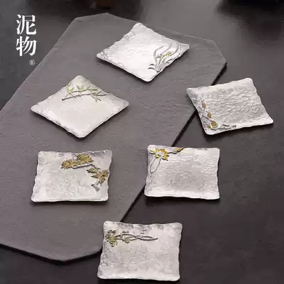 Magnesium pure tin coaster Japanese thermal insulation non-slip mat Metal teacup cushion cup holder Kung Fu tea ceremony spare parts