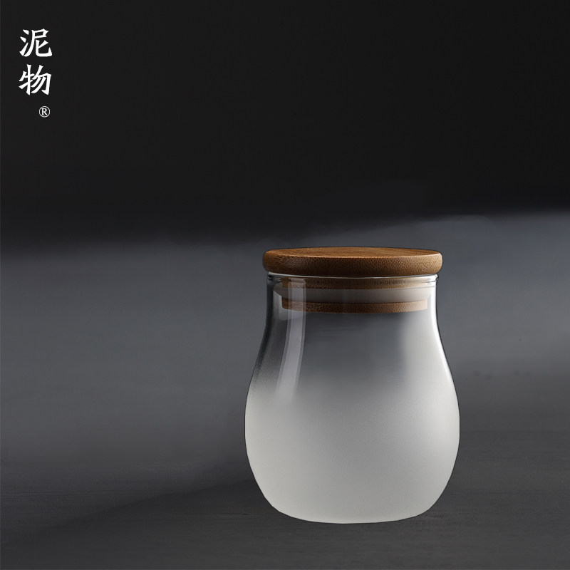 Transparent glass tea cans Sealed storage cans Small mini bamboo and wood lid tea cans Sample tea cans support customization